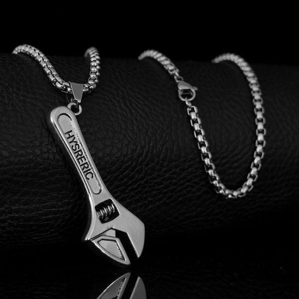 

wukaka punk cool wrench hammer tool necklaces pendant necklace chain for boy hip hop pendants men's necklace man jewelry, Silver