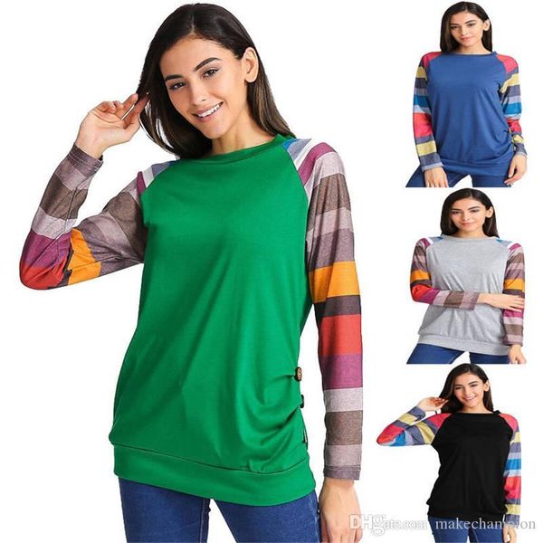 

designer tshirts long sleeve printed o neck womens panelled casual female clothing contrast color womens, White