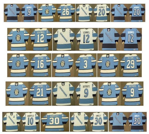 

vintage pittsburgh penguins jerseys 33 marty mcsorley 20 luc robitaille 9 bathgate 10 earl ingarfield 2 leo boivin 30 les binkley ccm hockey, Black;red