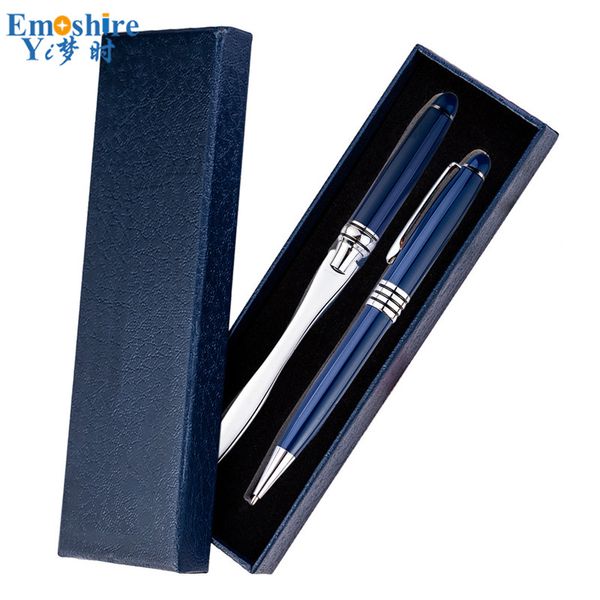 

wholesale creative advertising ballpoint pen fashion office stationery metal pen gift box advertising customizable logo p789, Blue;orange