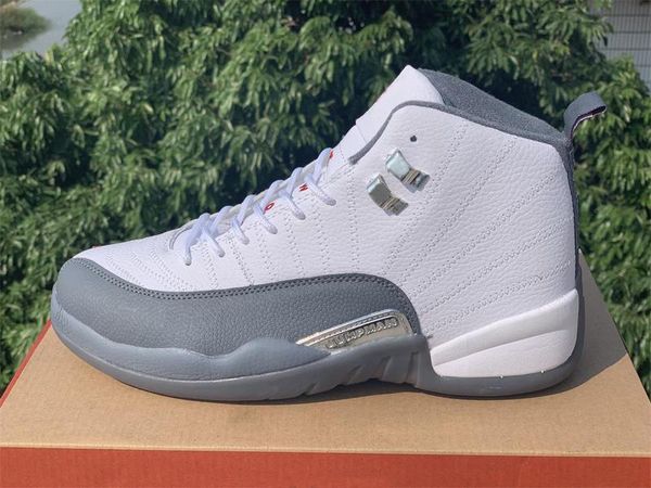 

2019 12 white grey red basketball shoes men dark grey 12s sports shoes