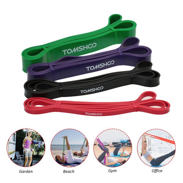 

tomshoo 208cm resistance bands set rubber pull up bands fitness equipment power latex band loop strap gym strength training