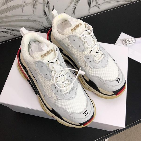 

triple s sneaker sole triple designer vintage sneakers triple chaussette men women shoes chaussures, Black;red