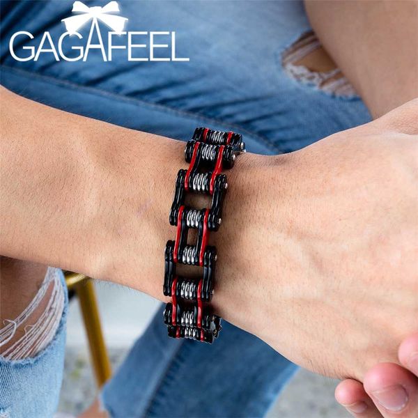 

gagafeel stainless steel men's bracelet fashion trend titanium steel bicycle chain punk motorcycle bracelet for men gifts, Black