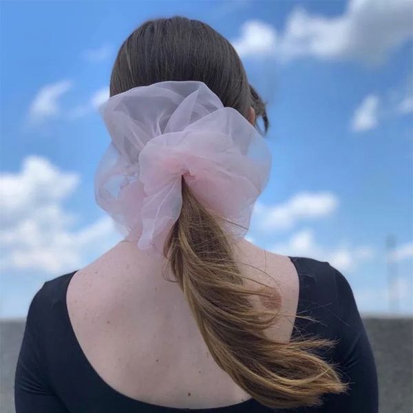 

hair accessories 2021 summer women girls cute colorful big chiffon scrunchie ponytail holder elastic bands headband fashion