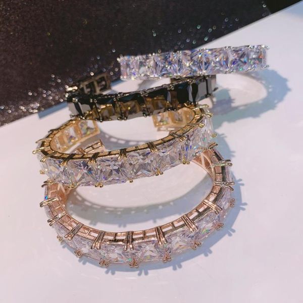

the brazil fashion style big square zircon stone bangle copper party jewelry, Black