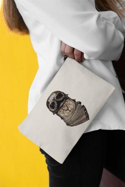 

angemiel clutch motor hooligan cat portfolio hand makeup bag, Silver