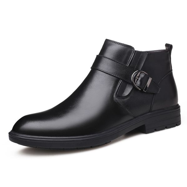 

genuine leather men waterproof boots men casual shoes fashion ankle boots for high winter 2019, Black