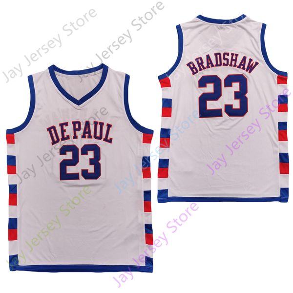 

к 2020 году новые насс де поля синий демоны майки 23 брэдшоу колледж баскетбол джерси белый размер для взрослых все в ажуре, Black;red