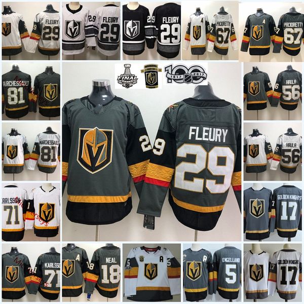 

Vegas Golden Knights Marc-Andre Fleury Jersey Max Pacioretty William Karlsson Deryk Engelland Jonathan Marchessault Golden Knights Jersey