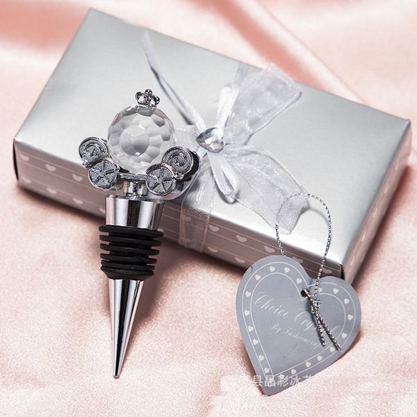 Crystal Pumpkin Carriage Wine Bottle Stopper Wedding Decoration