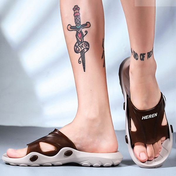 

adisputent men slippers non-slip outdoor beach flip flops summer slides causal shoes sandal plus size home slippers men shoe, Black