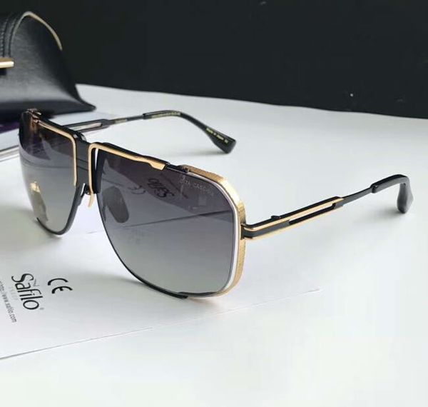 

luxury-vintage black shiny gold/grey shaded sunglasses gafas de sol mens luxury designer sun glasses shades new, White;black
