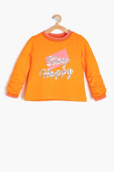 

coton kids orange baby girl printed sweatshirts, Black