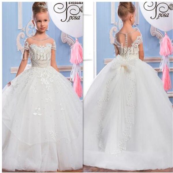 

withe бальные платья с кнопкой лук назад иллюзия шеи первое причастие платье принцесса платье sheer на заказ для маленьких девочек, Red;yellow