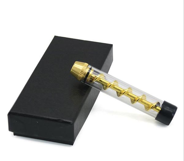 2019 Novo Tubo De Vidro Em Espiral De Metal Tubo Longo Individual Criativo Removível Peças De Tabaco De Ouro Por Atacado