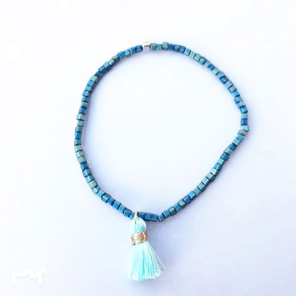 

bohemian retro fashionable geometric shape bracelet tassel stretch friendship jewelry bracelets for women holiday gift for girls, Black