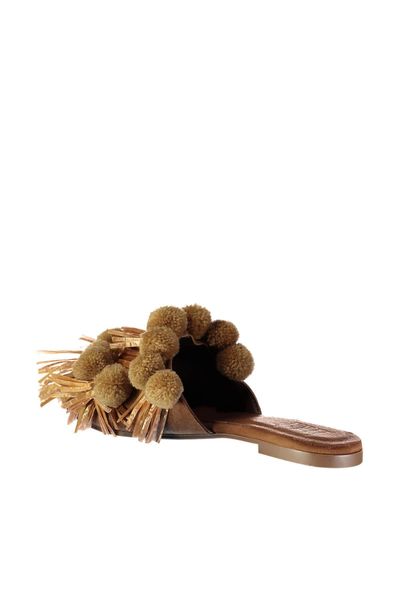 

pearl genuine leather tan women 's slippers 120130005424, Black