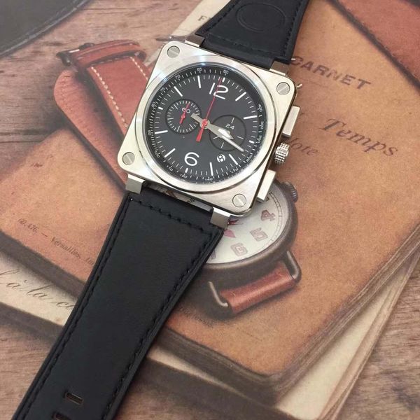 

2020 наручные часы red second special aviation heritage хронограф кварцевые мужские часы br0394 diver черный кожаный ремешок черный цифербла, Slivery;brown