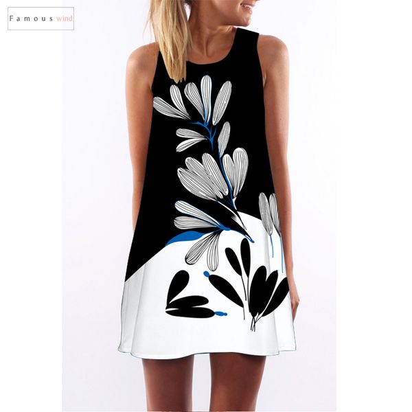 

dress summer new style digital printing casual women sleeveless short boho style dress mini beach dress vestidos designer clothes, Black;gray
