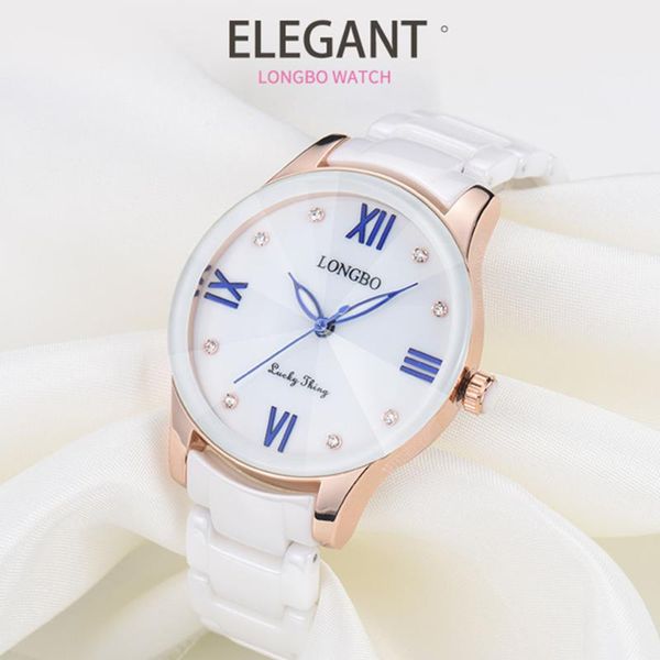

longbo brief shell face dial ceramics strap watches women ladies bracelet wrist watch dropshipping clock 80170, Slivery;brown