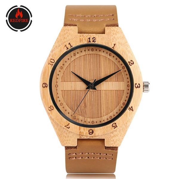 

redfire classic prohibited design wood watches men's genuine leather watchband quartz timepiece wooden watch gifts reloj, Slivery;brown