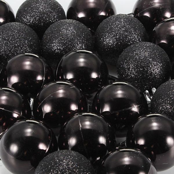 

горячего 24pcs chic рождество блесна дерево plain блеск рождество украшение шарик украшение черное