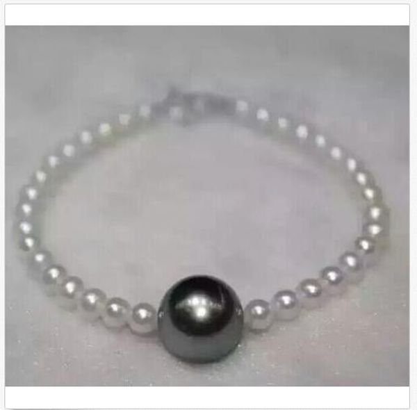 

single strand 8-12mm south sea multicolor pearl bracelet 7.5-8inch, Black