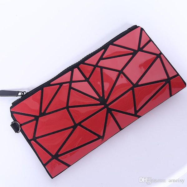 

new arrival designer wallet for women ladies geometric purse folding pvc cosmetic makeup bag coin designer purses, Red;black
