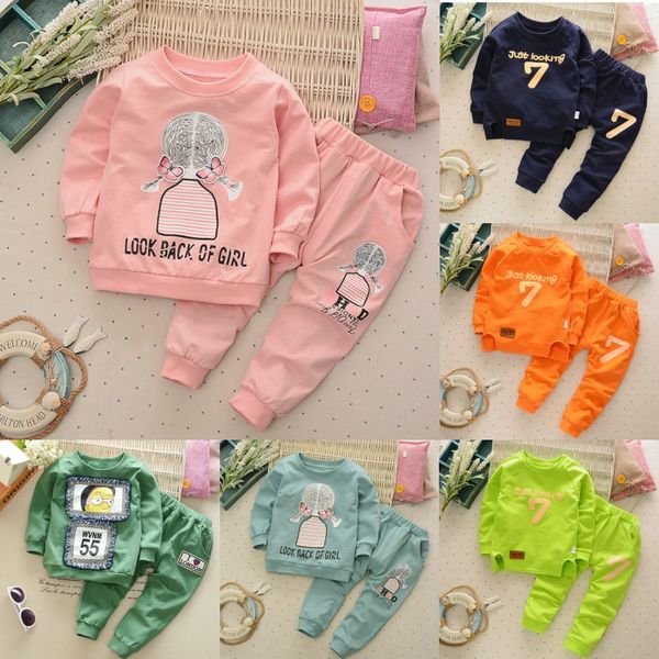 

baby girl одежда 2019 hot boys продажа и девушки осени и зимы костюм с длинными рукавами o-образным вырезом одежды 2-6y детские футболки брю, White
