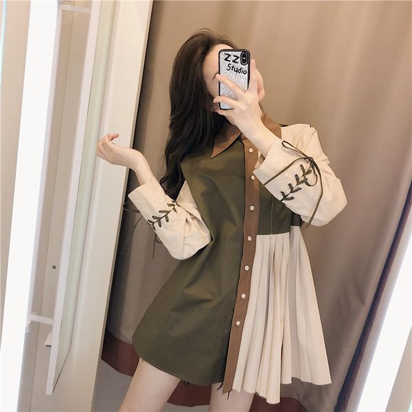 

color-matching long-sleeved shirt female design sense niche 2020 popular women's new retro hong kong spring jacket women, White