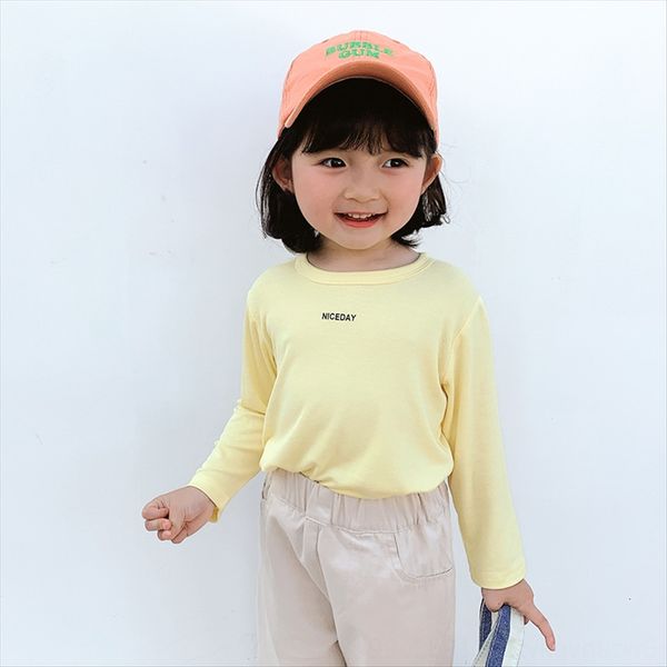 

tao sheng blue long-sleeved round collar children wear solid color base shirt western thin style girl children's children's baby, White