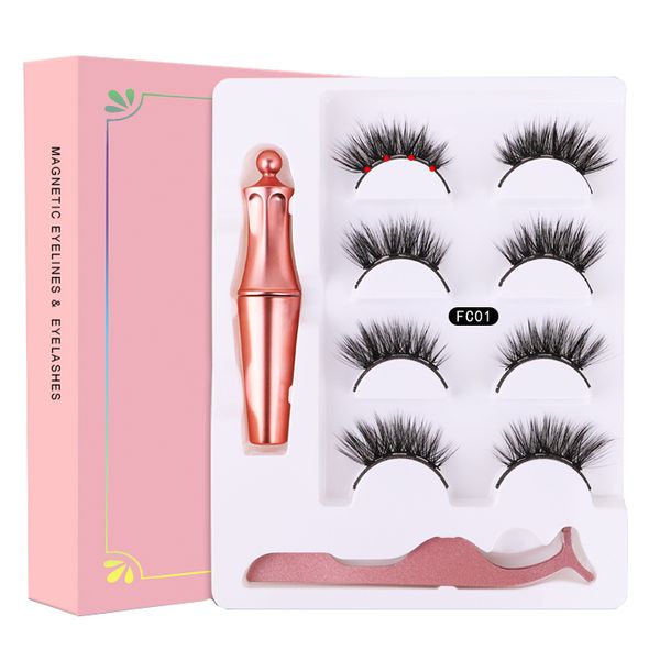

magnetic eyelashes eyeliner eyelash curler set 5 magnet natural long magnetic false eyelashes with eyeliner fc01