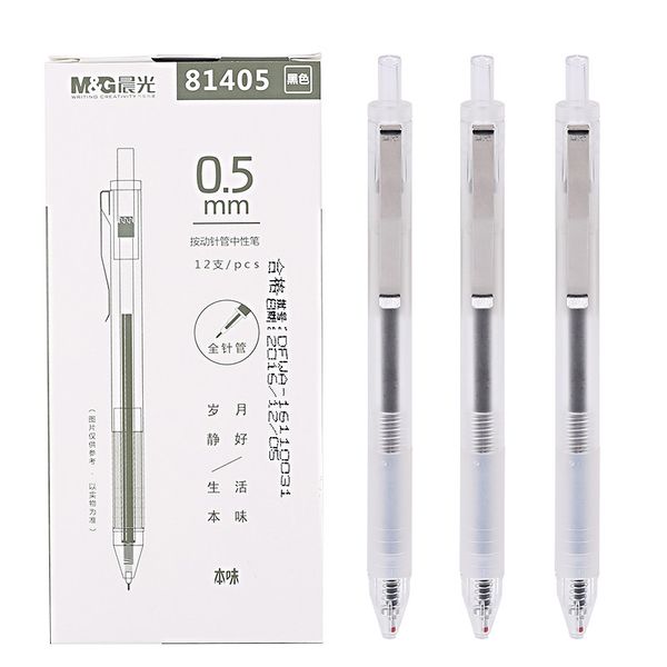 

gel pens 3pcs/lot needle tip press pen black ink office student writing
