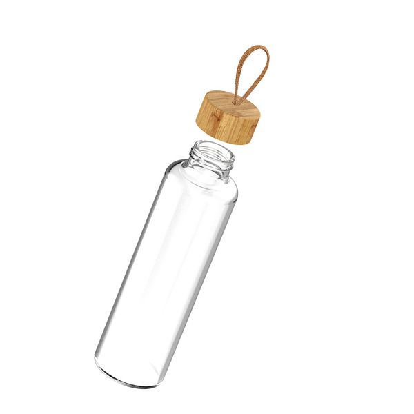 

portable portable 550ml borosilicate bpa glass water bottle with silicon sleeve and bamboo lid