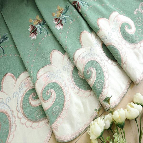 

european luxury pink embroidery thick blackout window screen luxury floor bedroom living room finished curtain customization