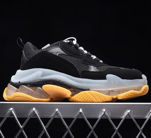 

paris crystal bottom triple-s leisure shoes luxury dad shoes platform triple s sneakers for men women vintage old dad trainer with box, Black