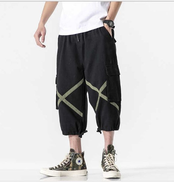 

2020 mens designer pants summer new fashion lightweight striped pants loose casual harem m-4xl, Black