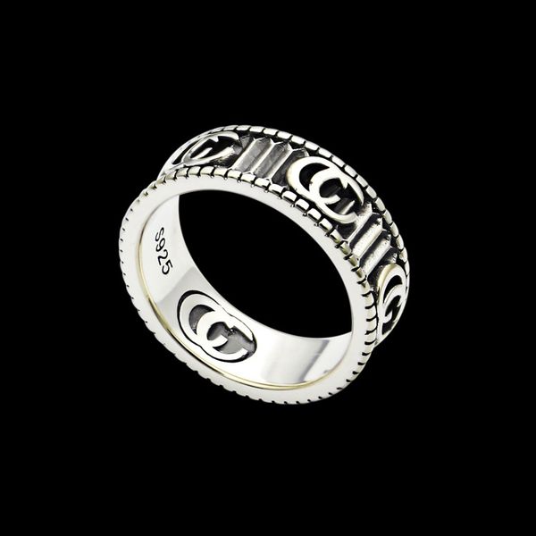 

2020 titanium steel new width 6mm fashion brand vintage g ring engraving couples ring wedding jewelry gift, Silver