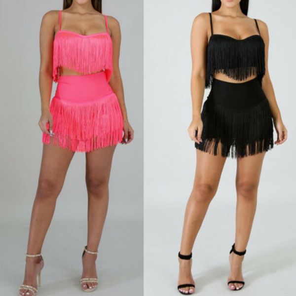 

women 2pcs straps tassels short pant sets ruffle metal holiday summer beach sets fashion sleeveless solid color outfits, White