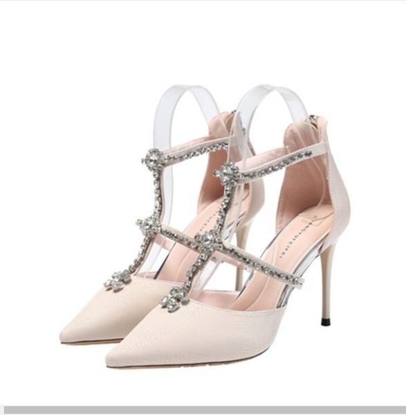 

fashion women sandals black matt real leather studded spikes ankle-wrap strass point toe strappy high heels shoes sandals