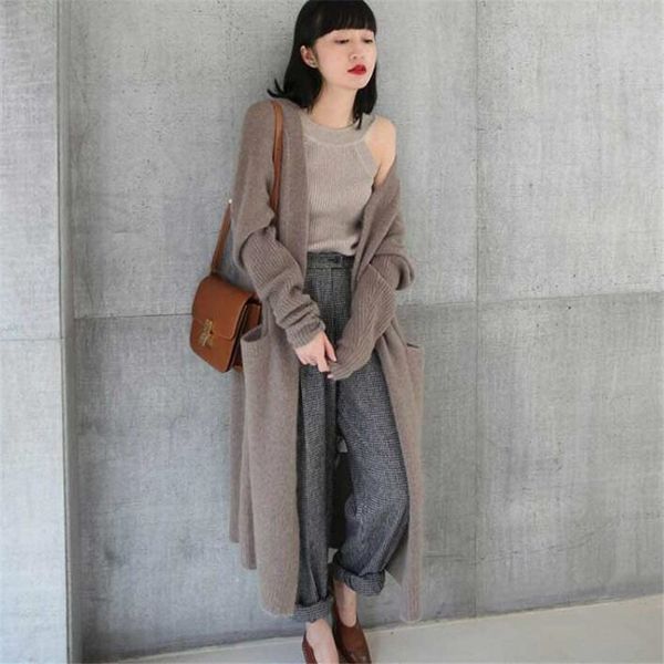 

2018 new autumn winter sweater coat women knitted cardigans warm long casual solid trench outerwears  for femme yysp02, White;black