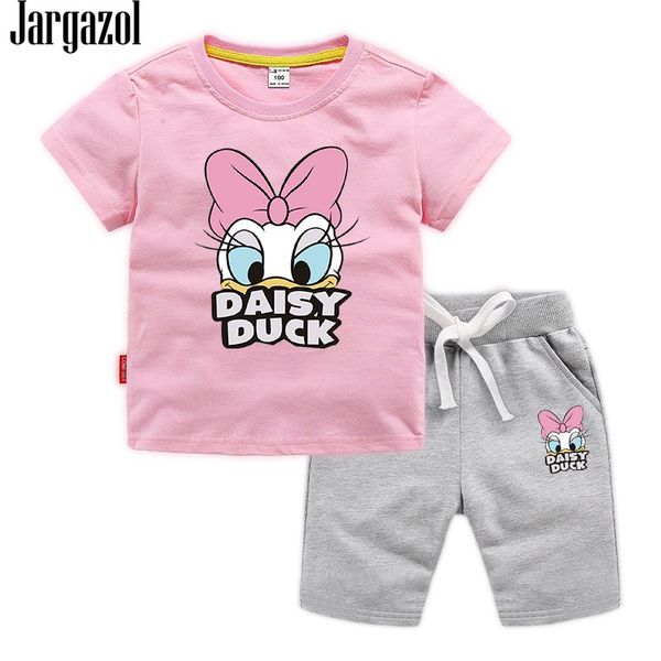 

jargazol baby girl clothes cartoon duck printed summer short sleeve t shirt&shorts toddler boy vlothign set children outfits t200607, White