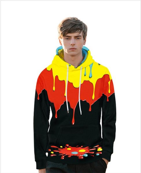 

designger mens 3d printed hoodies fashion loose pullover sweatshirt casual mesn, Black