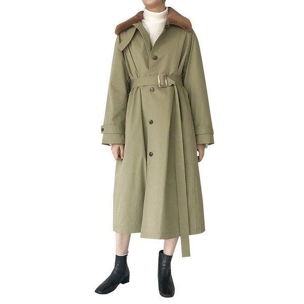 

autumn winter parka women big fur collar add cotton coats large size x-long windbreaker wadded jacket female a3048, Black