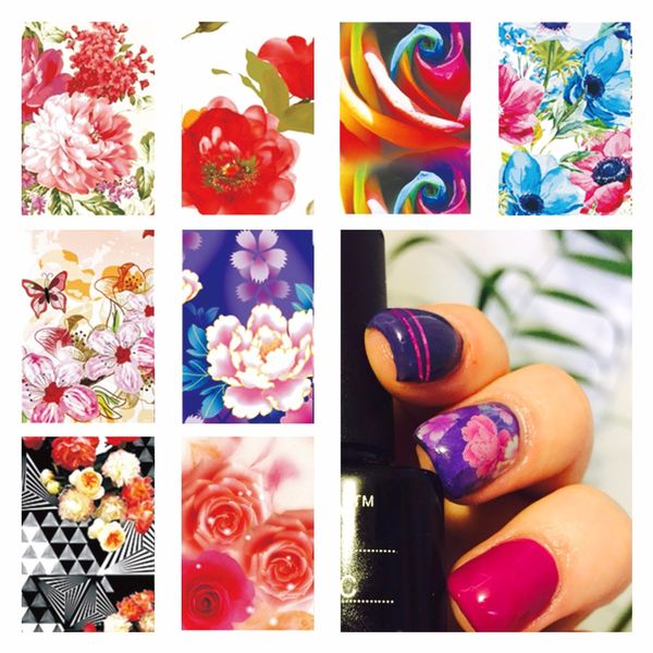 

yzwle 1 sheet optional gothic blooming flower nail art water decals transfer sticker decorations tool for nails art, Black