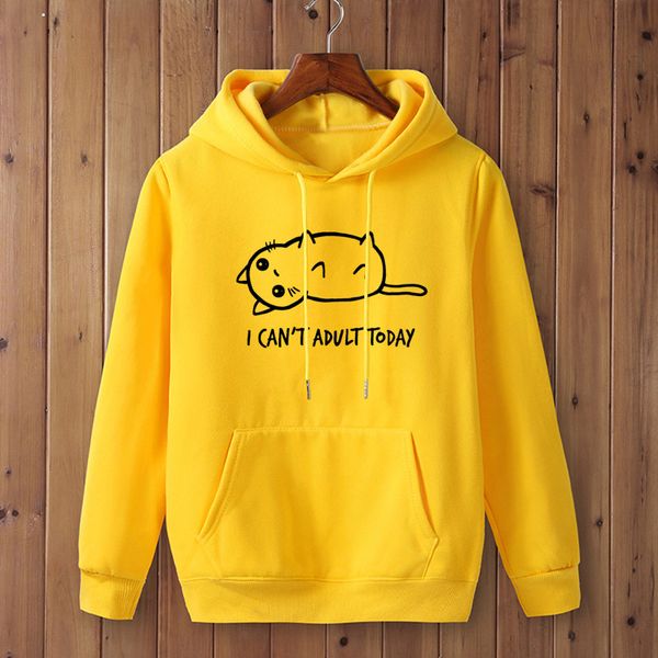 

я не могу взрослый сегодня прекрасный кот печатных толстовка женщины зима с длинным рукавом толстовка 90-х годов девушка эстетические топы п, Black