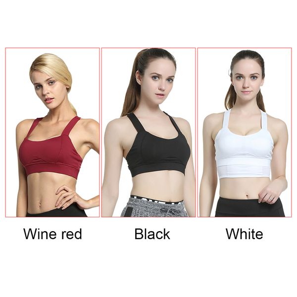 

women yoga sports bras high impact fitness workout gym removable pad activewear bra mc889, White;black