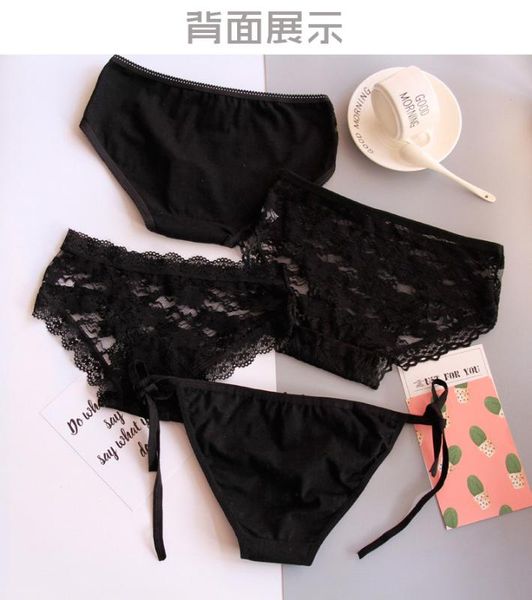

2020 real new sale low waist young girls underwear 4pc/lot cotton lovely girl briefs solid lace panties black students, Camo