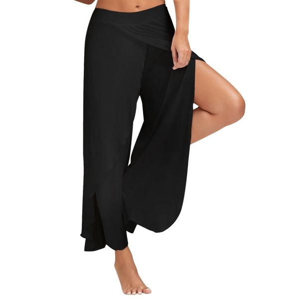 

big size loose wide leg yoga pants women half exposed fitness gym sport running pants black white sport trousers, White;red